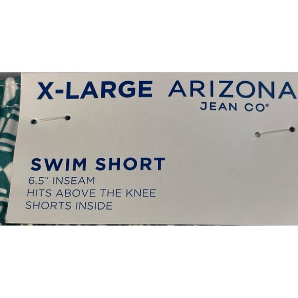 Arizona Jean Co. Mens XL Polyester Drawstring Green Geometric Print Swim Short - Picture 8 of 10